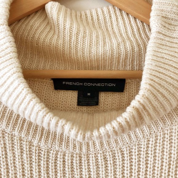 French Connection Mock Neck Knit Cream Sweater - Picture 4 of 6